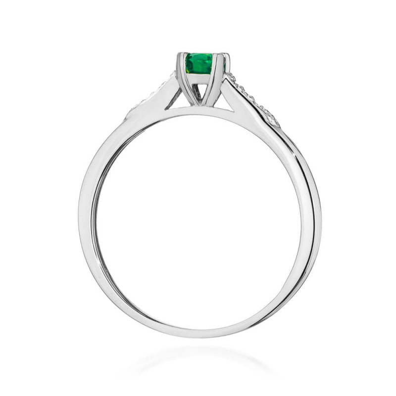 Pierścionek W0466 Szmaragd 0,30ct białe złoto