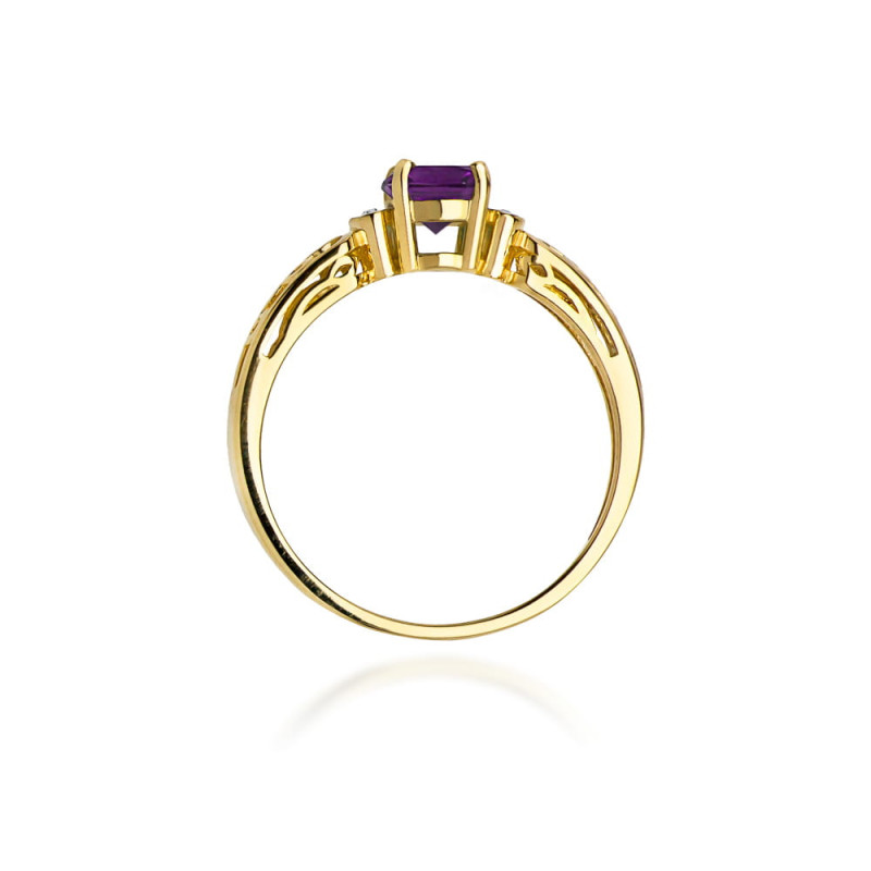 "Pierścionek W014 Ametyst 0,50ct | Żółte złoto | Daimana.pl - Na