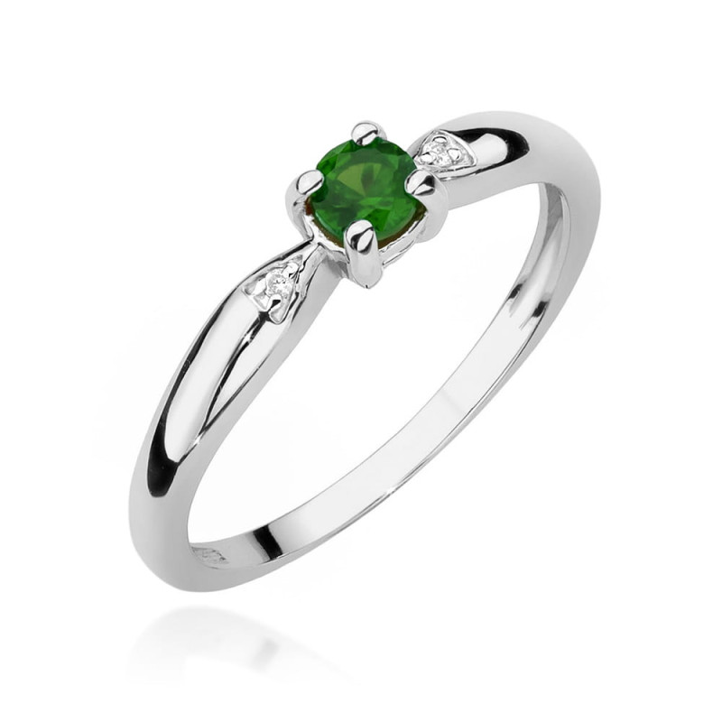 Pierścionek W0469 Szmaragd 0,15ct białe złoto
