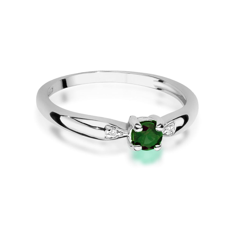 Pierścionek W0469 Szmaragd 0,15ct białe złoto