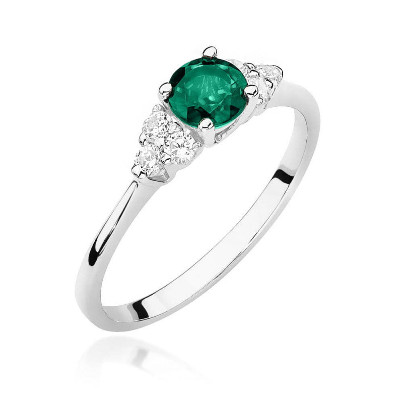 Pierścionek W451 1 Szmaragd 0,50ct białe złoto