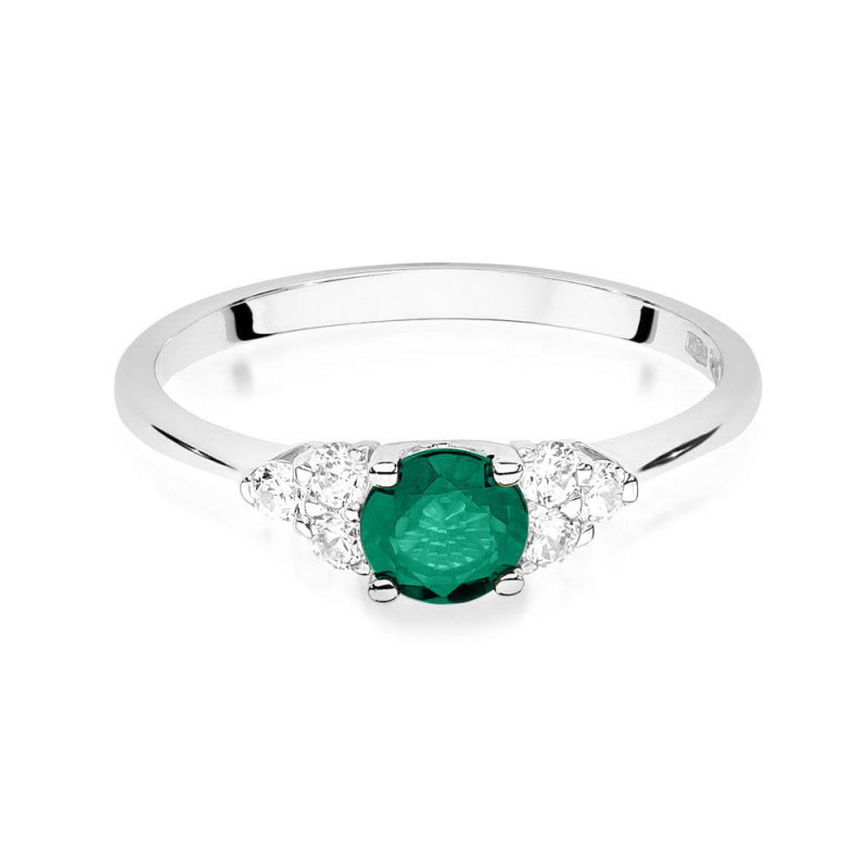 Pierścionek W451 1 Szmaragd 0,50ct białe złoto