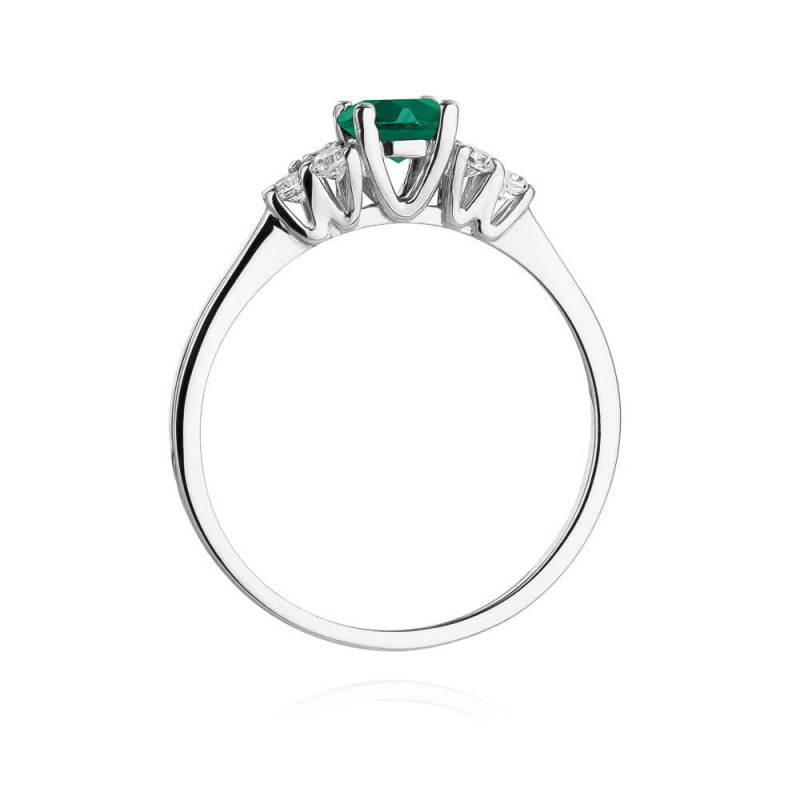 Pierścionek W451 1 Szmaragd 0,50ct białe złoto