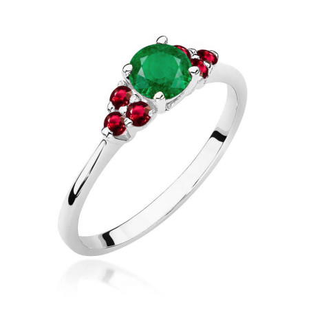 Pierścionek W451 3 Szmaragd 0,50ct białe złoto
