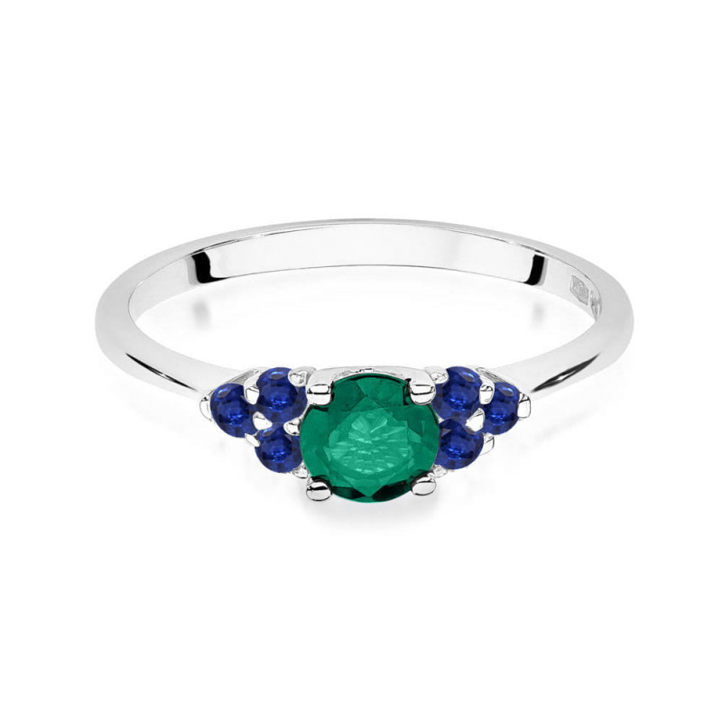 Pierścionek W451 4 Szmaragd 0,50ct białe złoto
