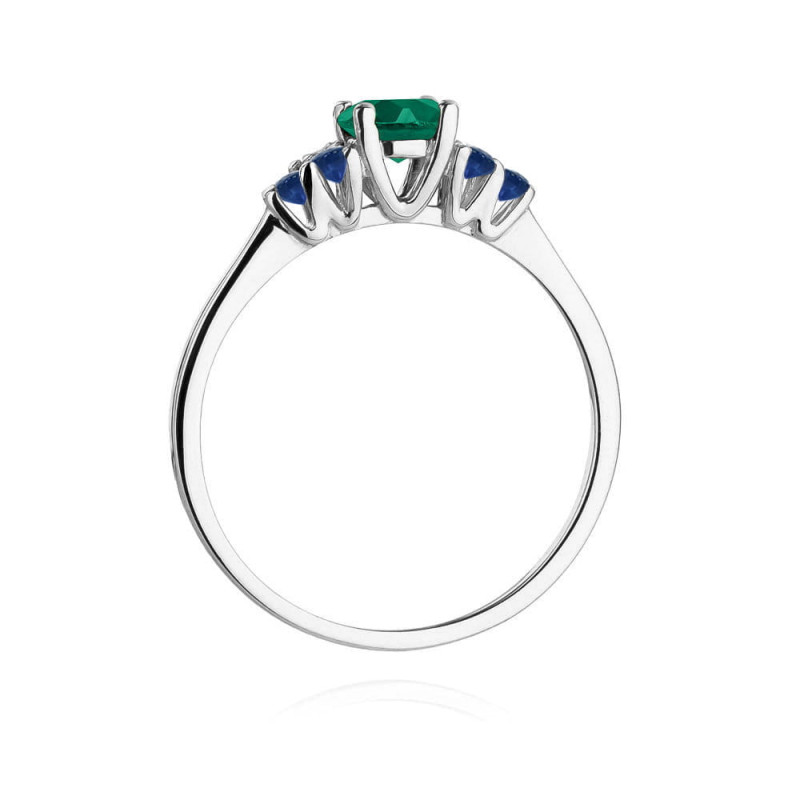 Pierścionek W451 4 Szmaragd 0,50ct białe złoto