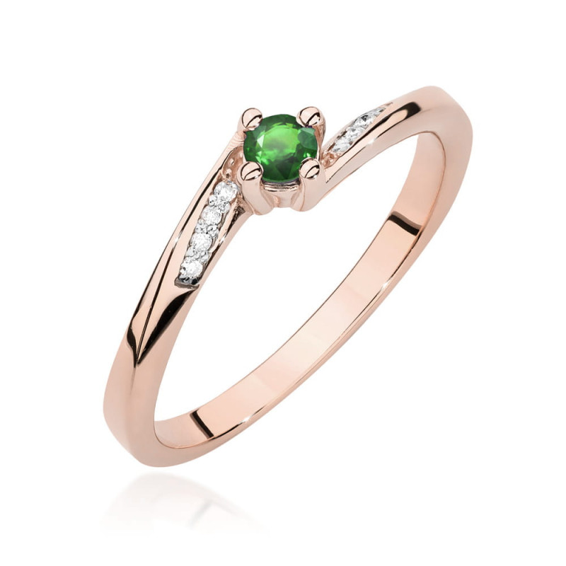 Pierścionek W0262 Szmaragd 0,15ct różowe złoto