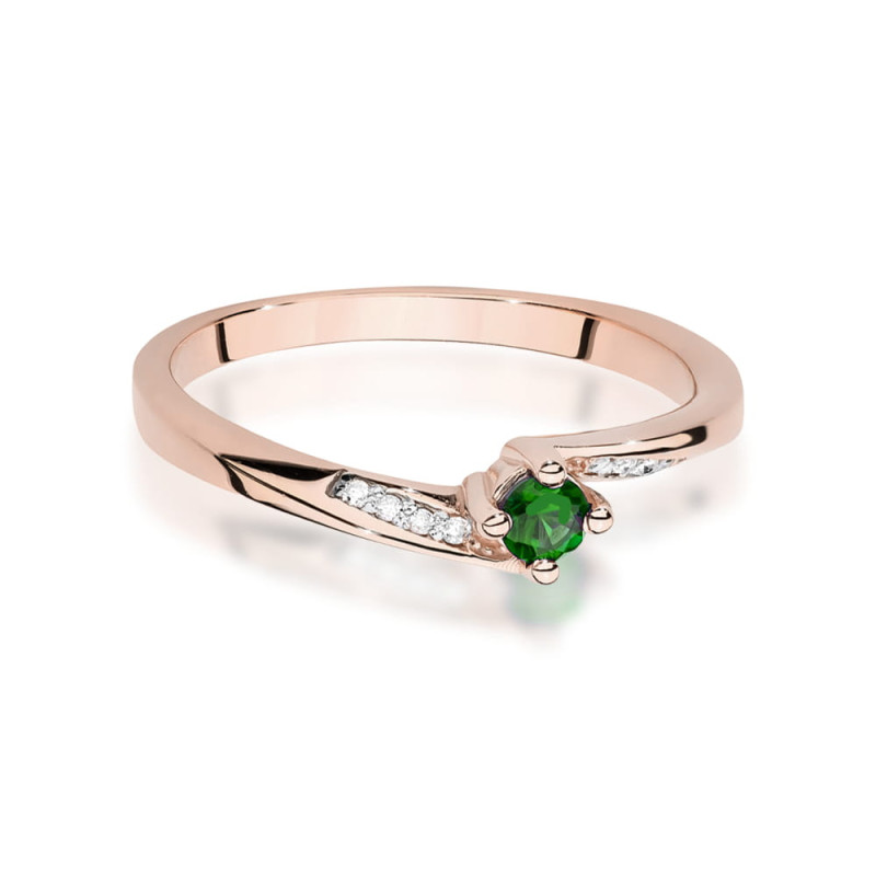 Pierścionek W0262 Szmaragd 0,15ct różowe złoto