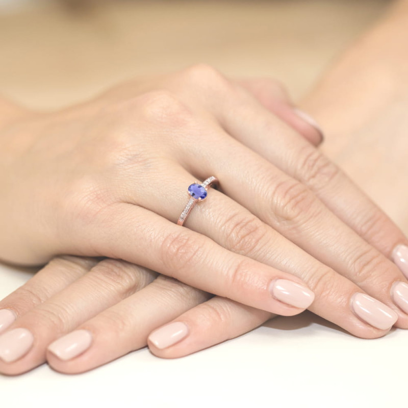 Pierścionek W067 Tanzanit 0,40ct różowe złoto