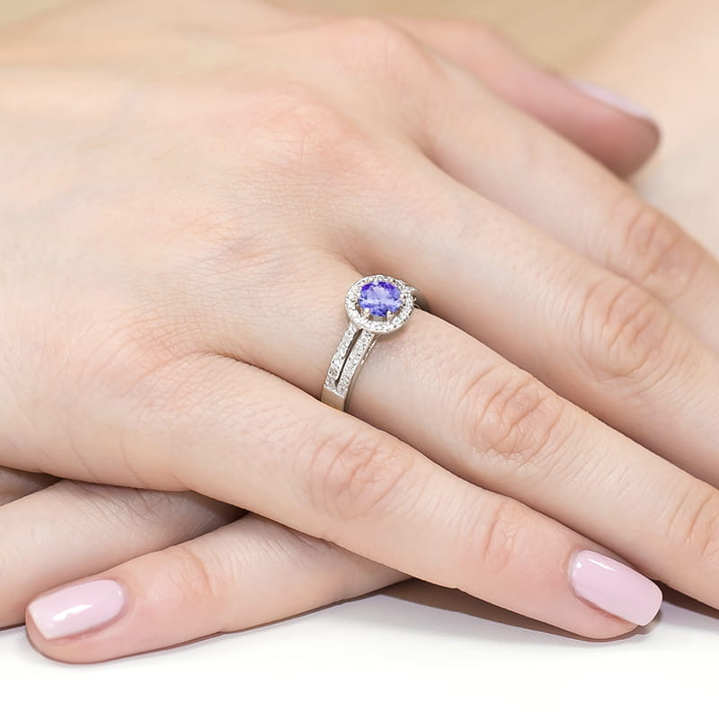 Pierścionek W087 Tanzanit 0,50ct białe złoto