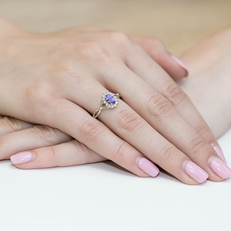 Pierścionek W182 Tanzanit 0,40ct białe złoto