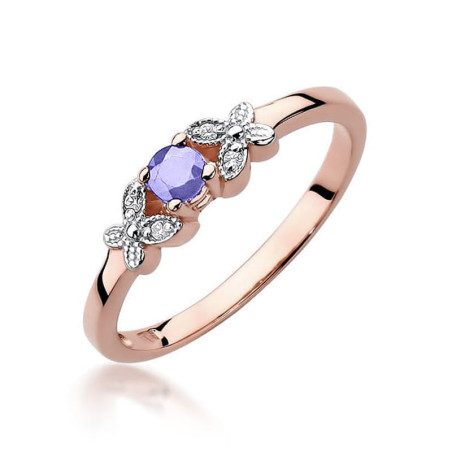 Pierścionek W414 Tanzanit 0,15ct różowe złoto