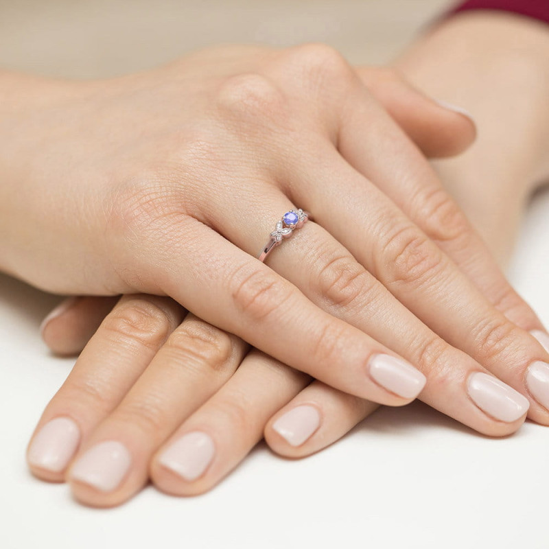 Pierścionek W414 Tanzanit 0,15ct różowe złoto