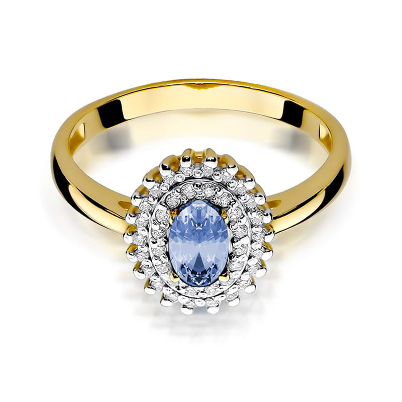"Pierścionek W303 Tanzanit 0,40ct żółte złoto - ekskluzywny pier