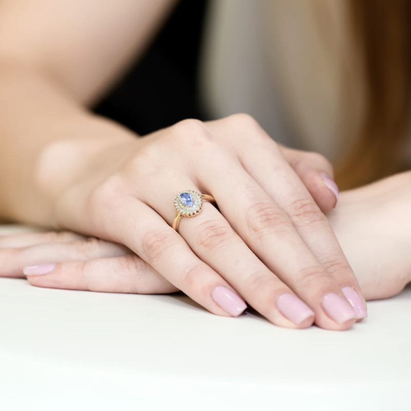 "Pierścionek W303 Tanzanit 0,40ct żółte złoto - ekskluzywny pier