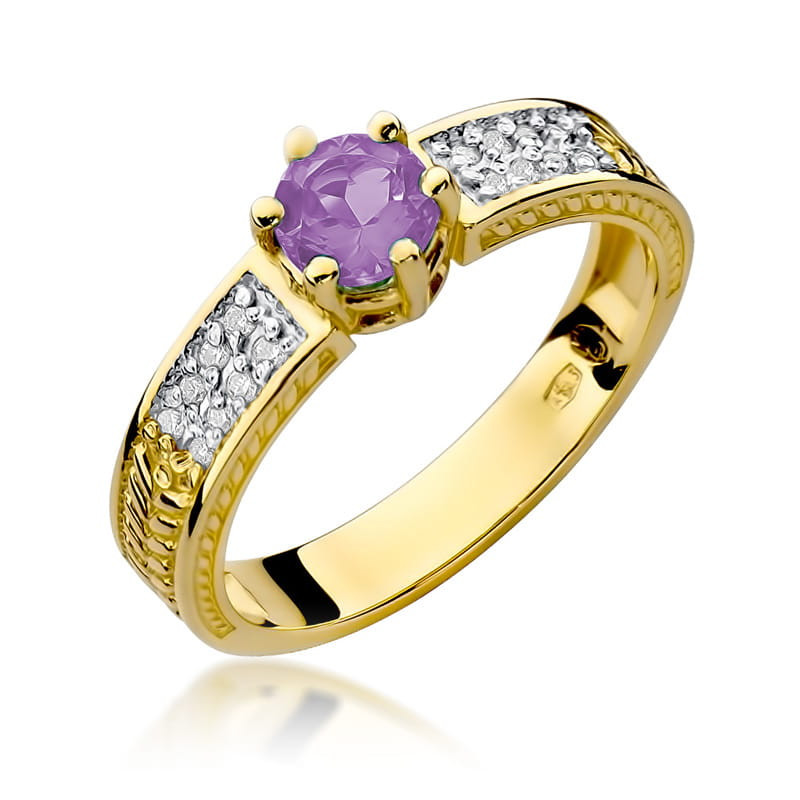Pierścionek W075 Ametyst 0,50ct żółte złoto - Daimana.pl: Eksklu