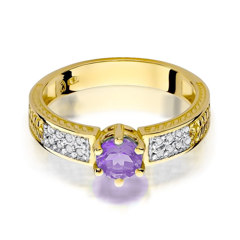 Pierścionek W075 Ametyst 0,50ct żółte złoto - Daimana.pl: Eksklu