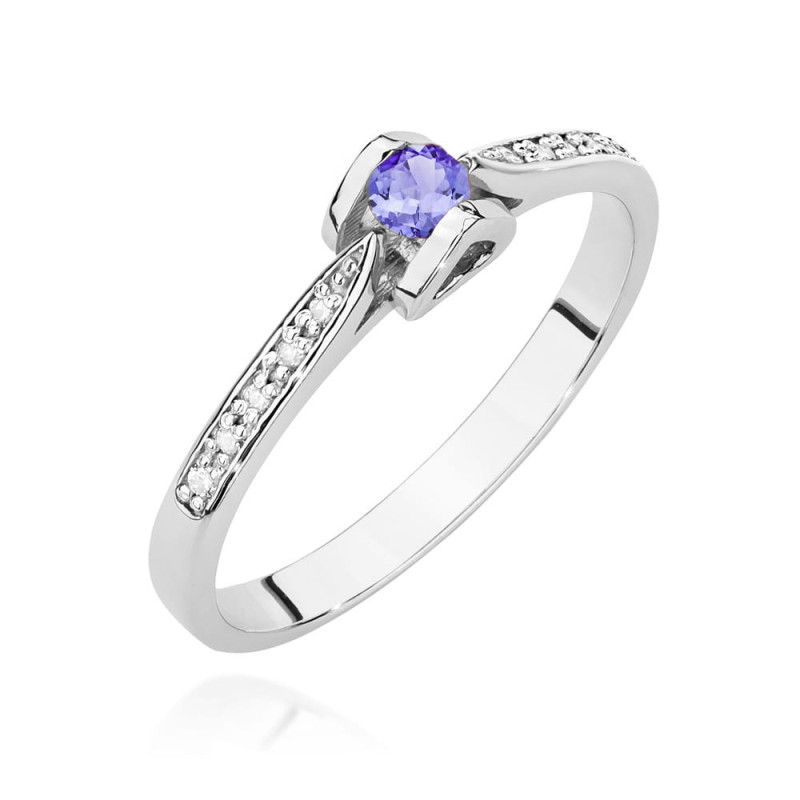 Pierścionek W0435 Tanzanit 0,15ct białe złoto