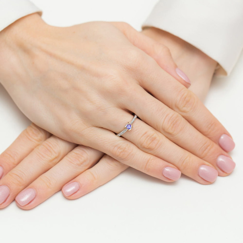 Pierścionek W0435 Tanzanit 0,15ct białe złoto