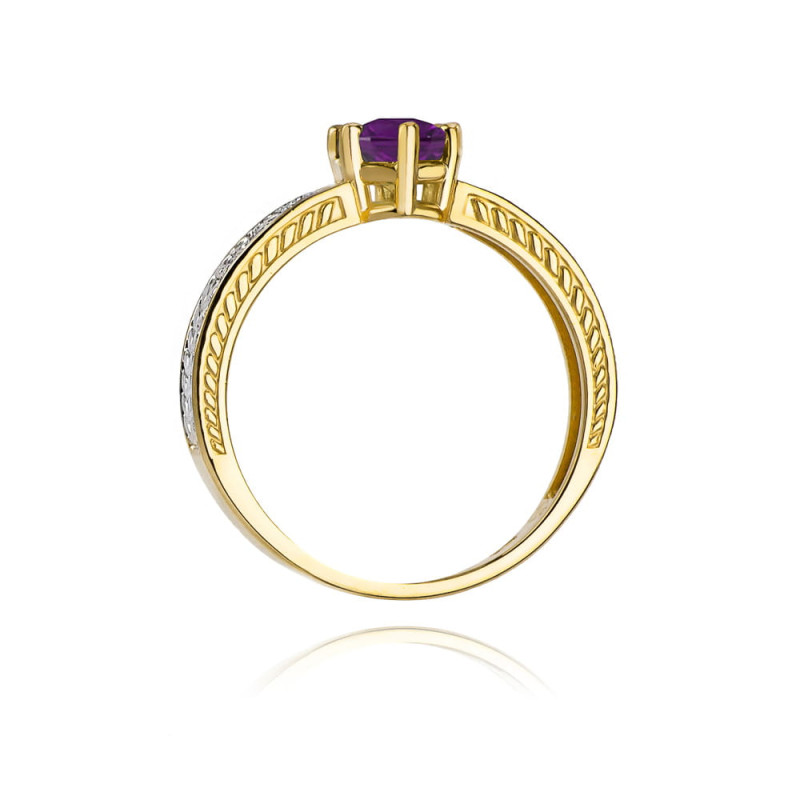 Pierścionek W075 Ametyst 0,50ct żółte złoto - Daimana.pl: Eksklu