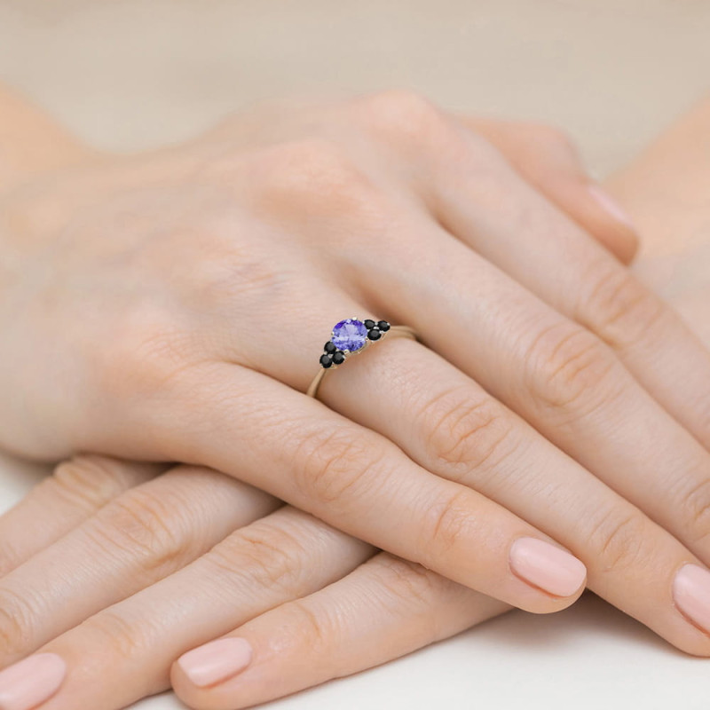Pierścionek W451 2 Tanzanit 0,50ct białe złoto