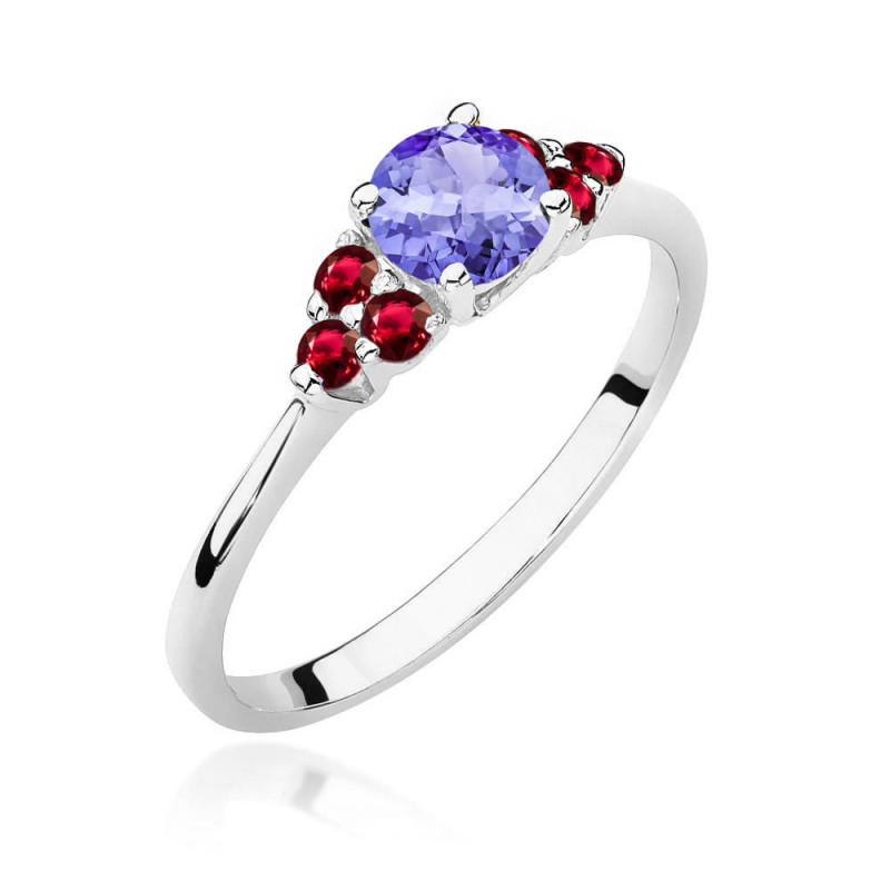 Pierścionek W451 3 Tanzanit 0,50ct białe złoto