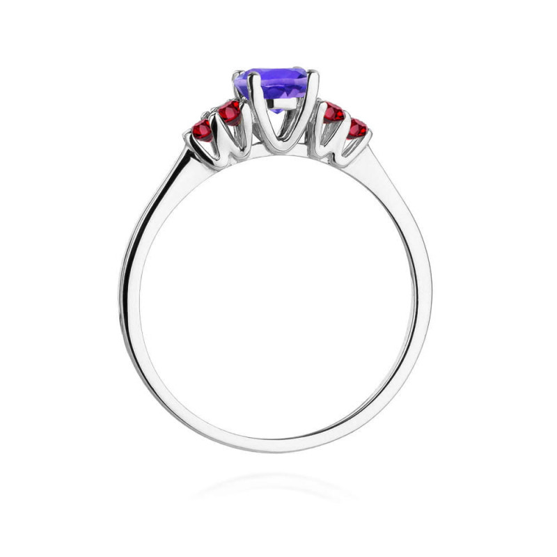 Pierścionek W451 3 Tanzanit 0,50ct białe złoto