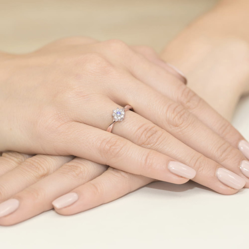 Pierścionek W072 Tanzanit 0,15ct różowe złoto
