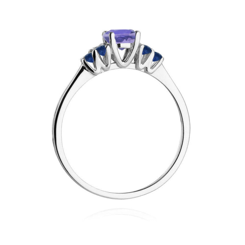Pierścionek W451 4 Tanzanit 0,50ct białe złoto