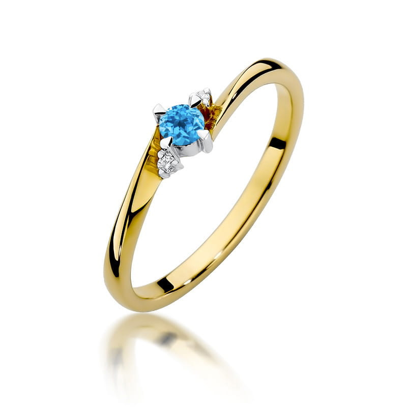 "Pierścionek W346 Topaz 0,15ct żółte złoto - Daimana.pl: Najwyż