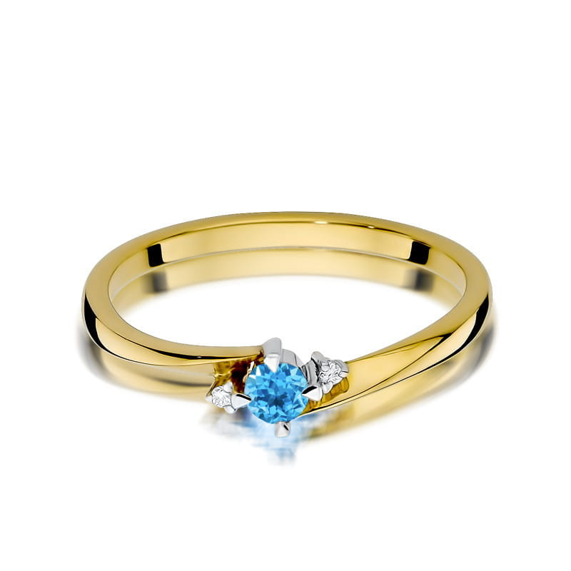 "Pierścionek W346 Topaz 0,15ct żółte złoto - Daimana.pl: Najwyż
