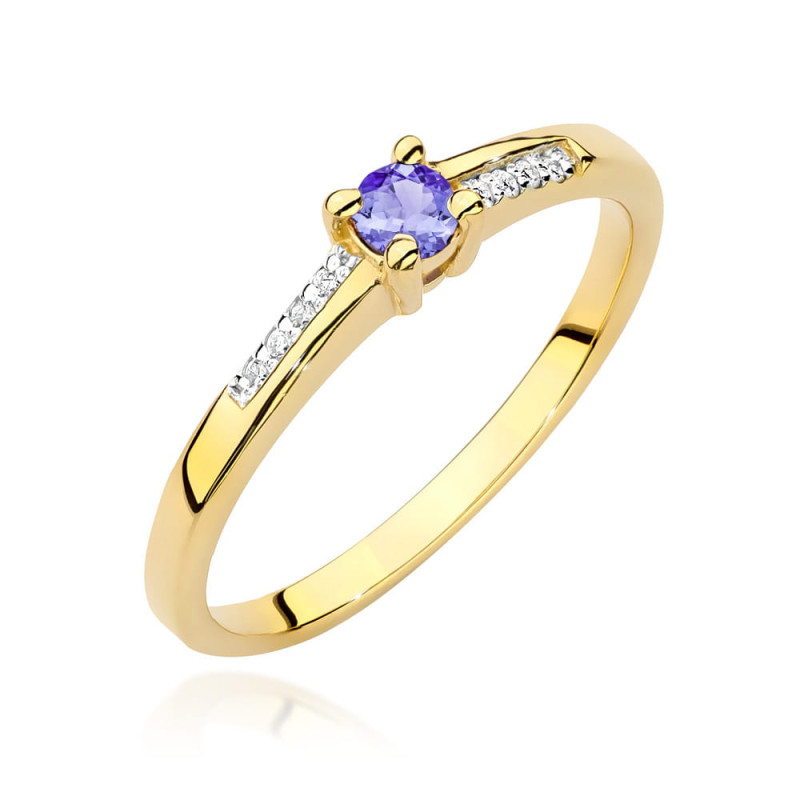 "Pierścionek W0258 Tanzanit 0,15ct żółte złoto - Daimana.pl, naj