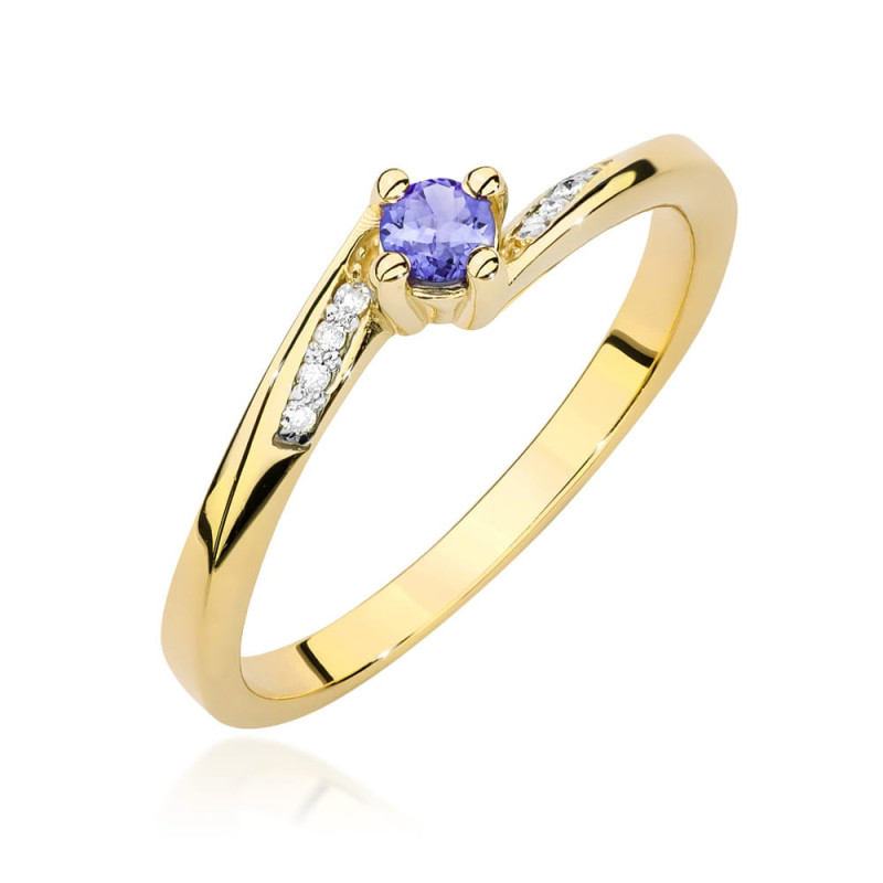 "Pierścionek W0262 Tanzanit 0,15ct żółte złoto - Daimana.pl: Naj