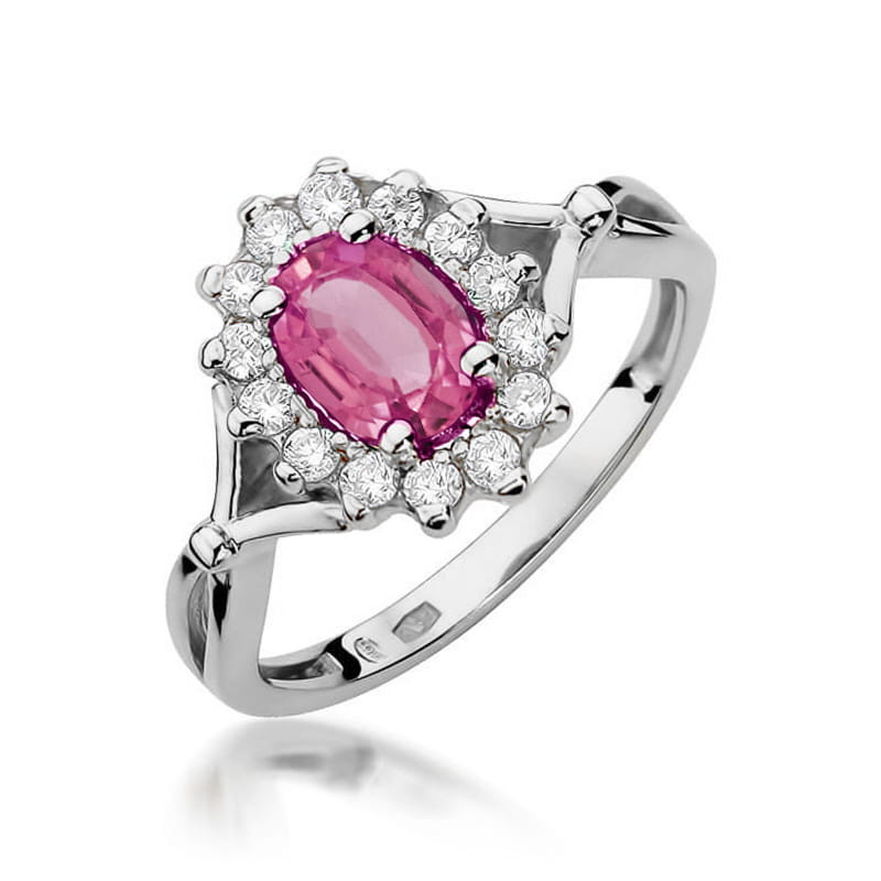 Pierścionek W182 Różowy Topaz 0,50ct białe złoto