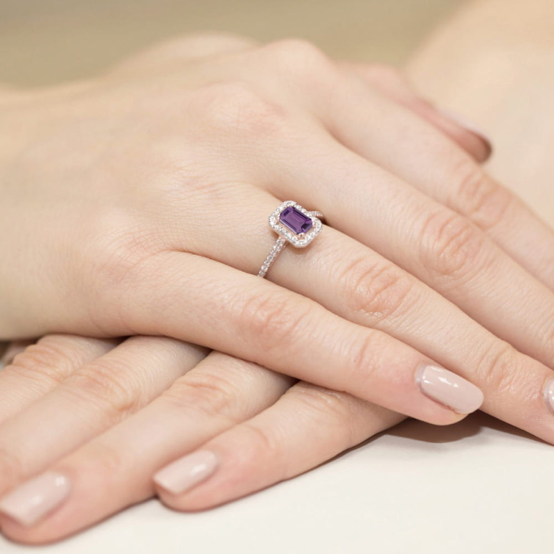 "Pierścionek W403 Ametyst 0,50ct - Różowe złoto | Daimana.pl"
