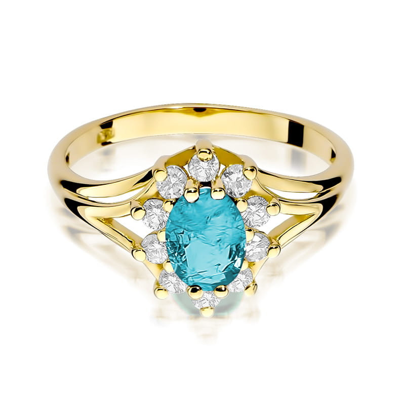 "Pierścionek W037 Topaz 0,90ct - Wyjątkowy pierścień z żółtego