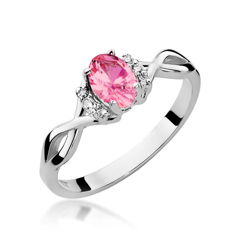 Pierścionek W019 Topaz Różowy 0,50ct białe złoto