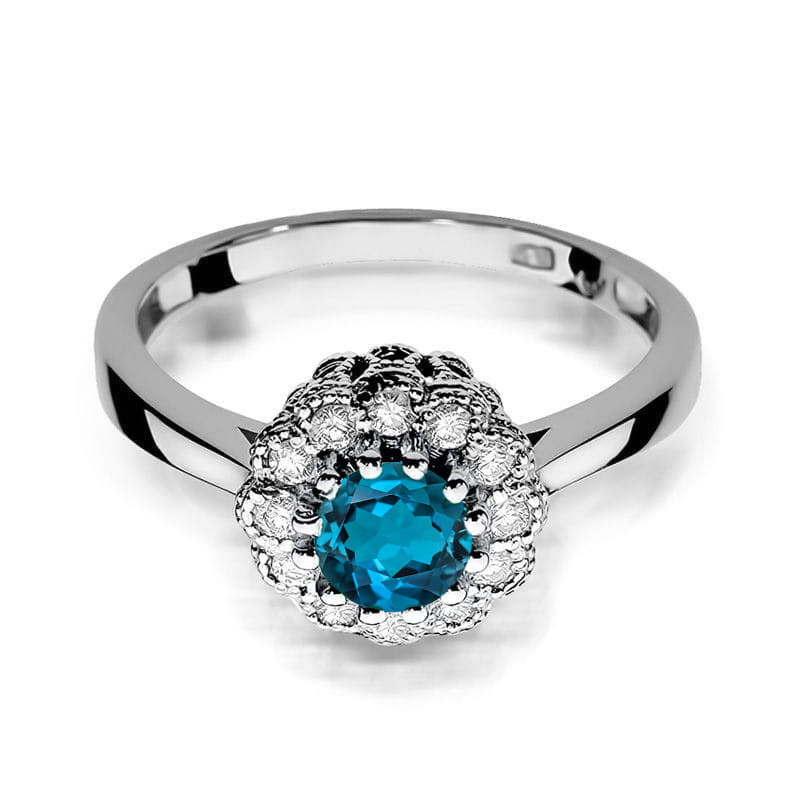 Pierścionek W284 Topaz London Blue 0,50ct białe złoto
