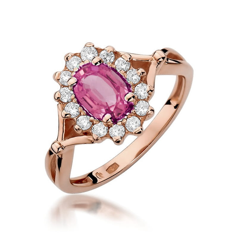 Pierścionek W182 Różowy Topaz 0,50ct różowe złoto
