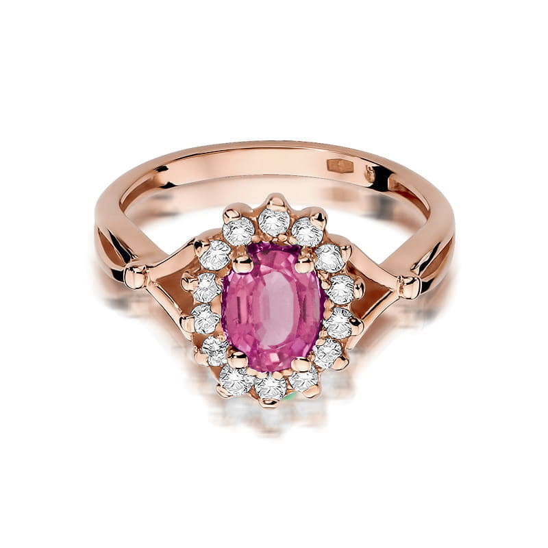 Pierścionek W182 Różowy Topaz 0,50ct różowe złoto