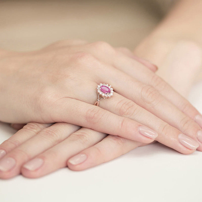 Pierścionek W182 Różowy Topaz 0,50ct różowe złoto