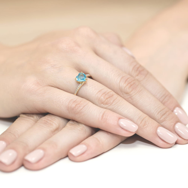 "Pierścionek W050 Topaz 1,20ct - Luksusowy pierścień z żółtego 
