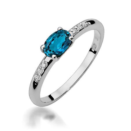 Pierścionek W077 Topaz London Blue 0,50ct białe złoto