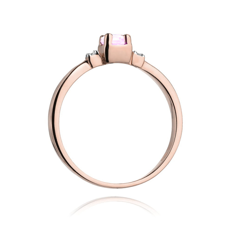 Pierścionek W323 Różowy Topaz 0,30ct różowe złoto