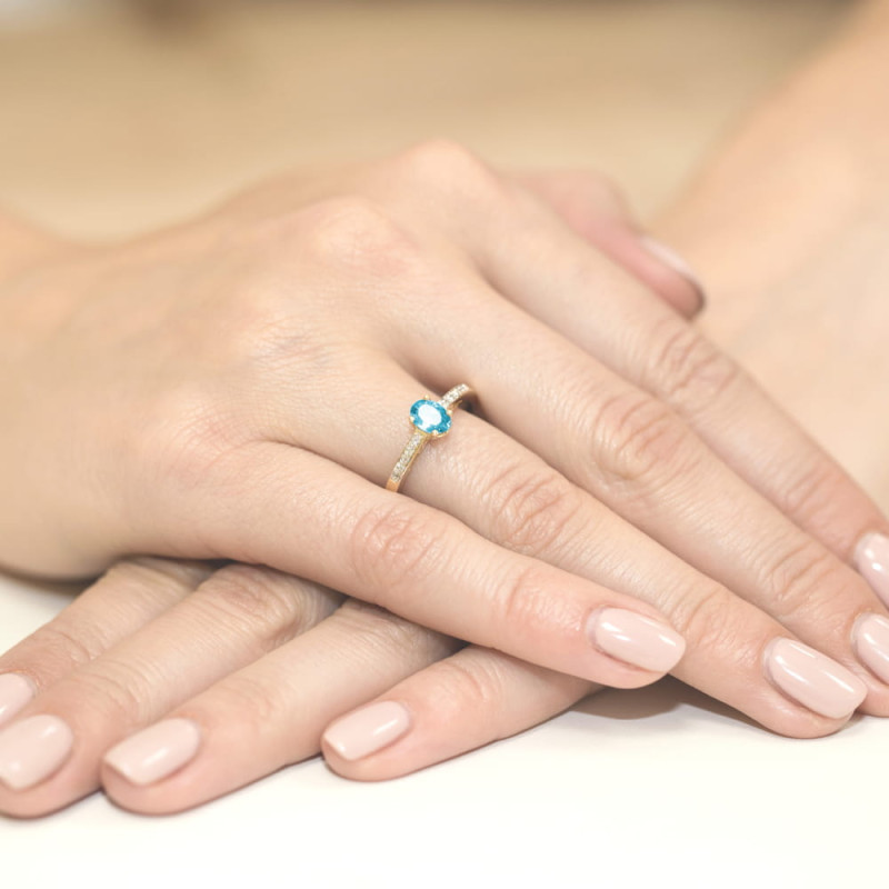 "Pierścionek W067 Topaz 0,50ct żółte złoto - Daimana.pl: Najwyż