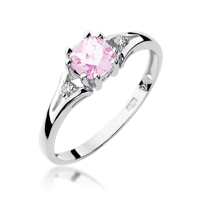 Pierścionek W044 Różowy Topaz 0,70ct białe złoto