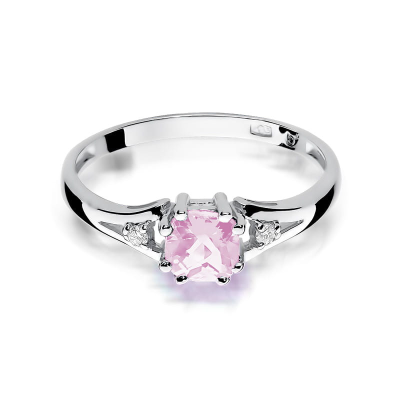 Pierścionek W044 Różowy Topaz 0,70ct białe złoto