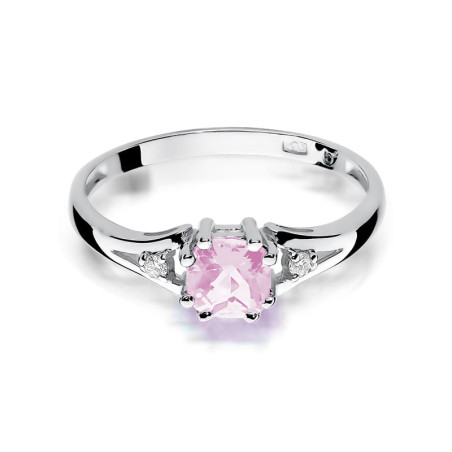 Pierścionek W044 Różowy Topaz 0,70ct białe złoto