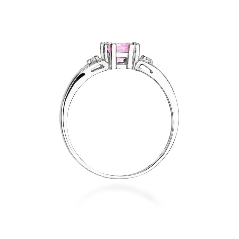 Pierścionek W044 Różowy Topaz 0,70ct białe złoto