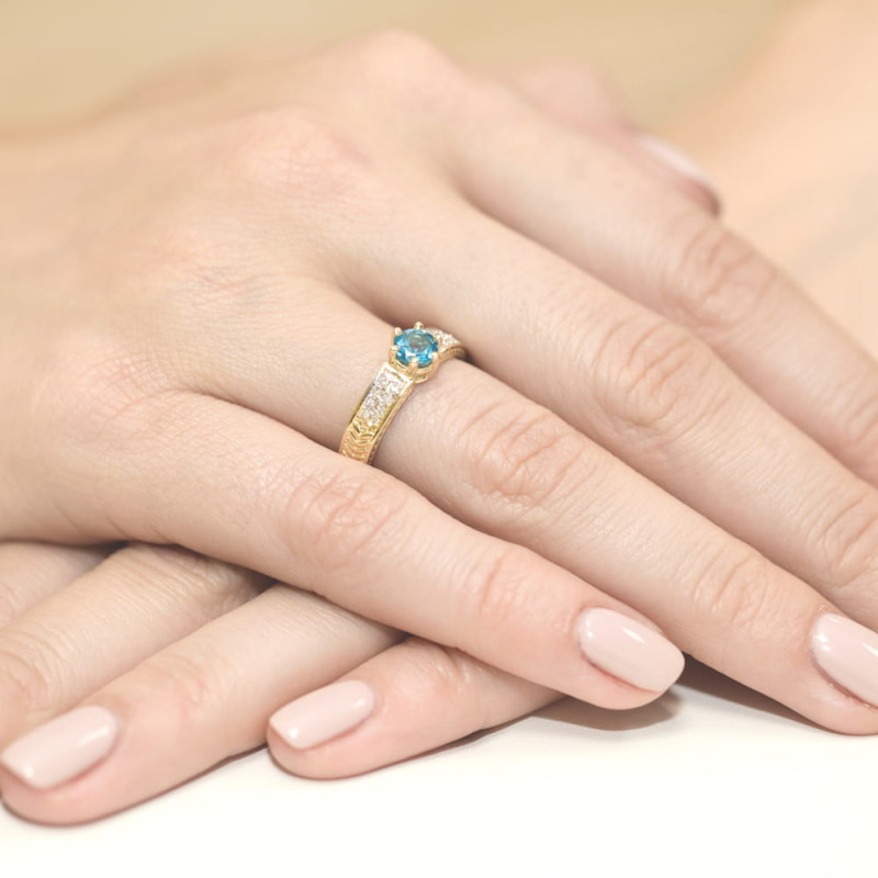 "Pierścionek W075 Topaz 0,50ct Żółte Złoto - Daimana.pl: Wyjątk